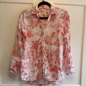 Joie Red and White Linen Shirt